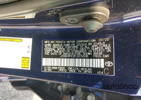 2023 Toyota Corolla Le/Se/Xle z USA, uszkodzony, nr VIN JTDBCMFE2PJ015338